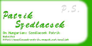 patrik szedlacsek business card